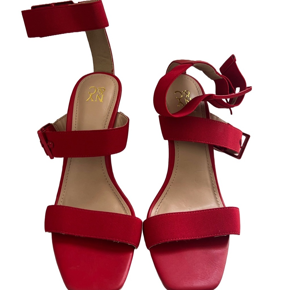 NY&C NEW YORK and COMPANY Red Strappy Heels Size 7.